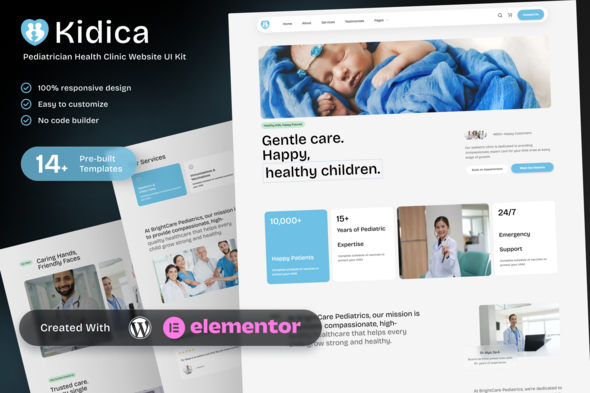 Kidica – Health Clinic & Pediatrician Elementor Template Kit for Childcare Services