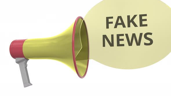 Megaphone with FAKE NEWS Message on Speech Bubble