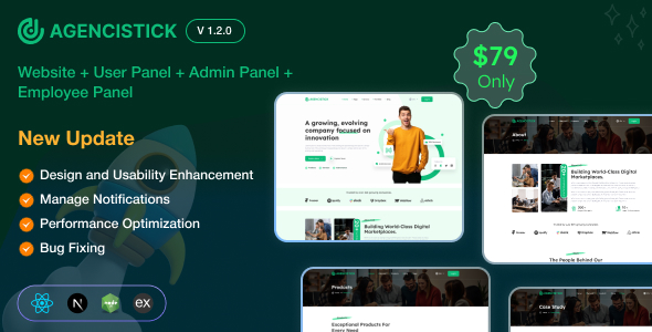 Agencistick - A complete Versatile Portfolio Agency Website | User | Employee | Admin Panel (MERN)