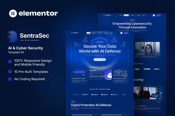 SentraSec - AI & Cyber Security Elementor Template Kit