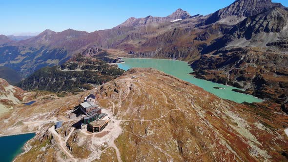 Panorama Of Tauernmoossee And Weiss See In High Tauern National Park In Austria. aerial