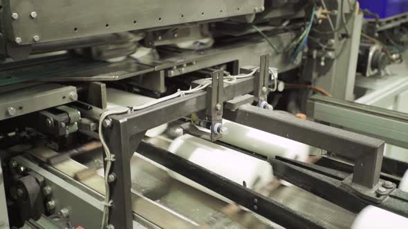 A Working Conveyor in a Paper Mill, Technology, Factory, Kyiv, Ukraine