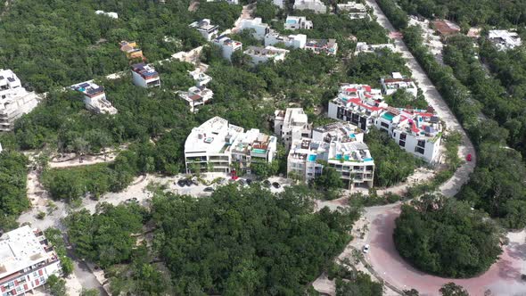 Aerial Detailes View of Aldea Zama a Residential Development in Tlum, Mexico