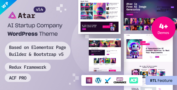 Atar - AI Startup & Technology Company Elementor WordPress Theme
