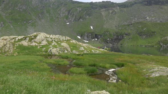 Balea lake in Fagaras Mountains