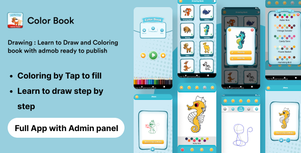 Drawing : Learn to Draw and Coloring book with admin panel ready to publish