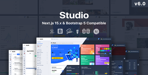 Studio - Next.js 15.x + HTML Admin Template