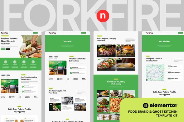 ForknFire - Food Brand & Ghost Kitchen Elementor Template Kit