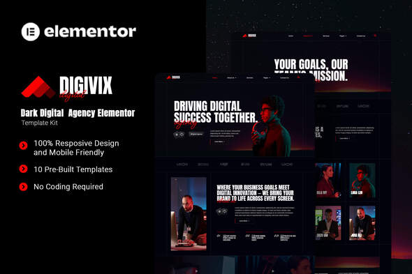 Digivix - Dark Digital Agency Elementor Template Kit