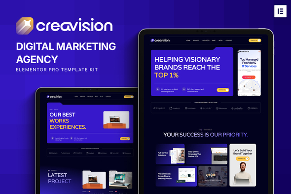 Creavision - Digital Marketing Agency Elementor Pro Template Kit