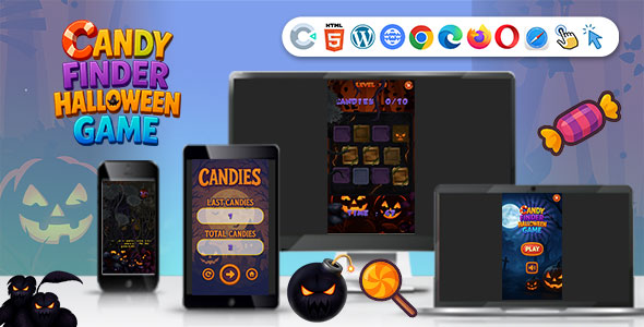 Candy Finder Halloween Game ( Construct 3 | C3P | HTML5 ) Fun Game)