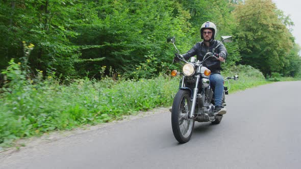 Riding a Yamaha on a forest road