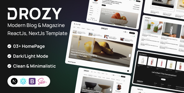 Drozy – Modern Blog & Magazine ReactJs, NextJs Template