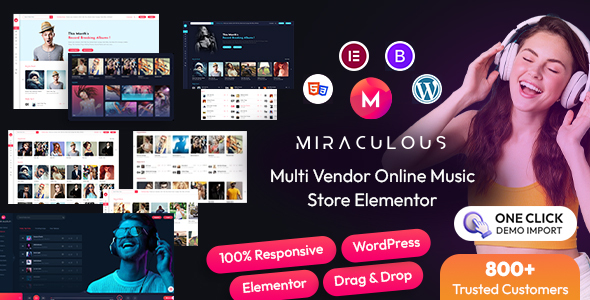 Miraculous - Multi Vendor Online Music Store  Elementor WordPress Theme