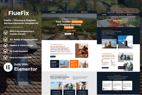 FlueFix – Chimney & Fireplace Services Elementor Template Kit