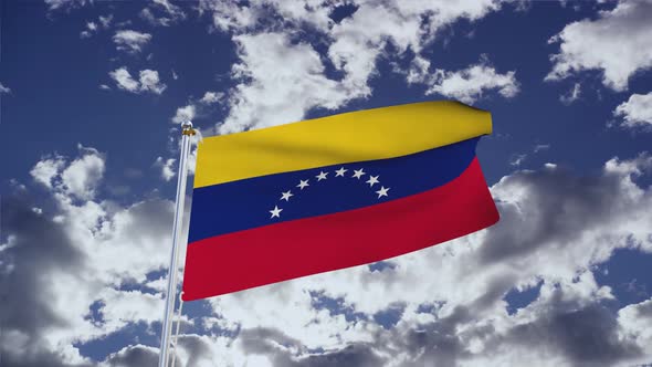Venezuela Flag With Sky 4k