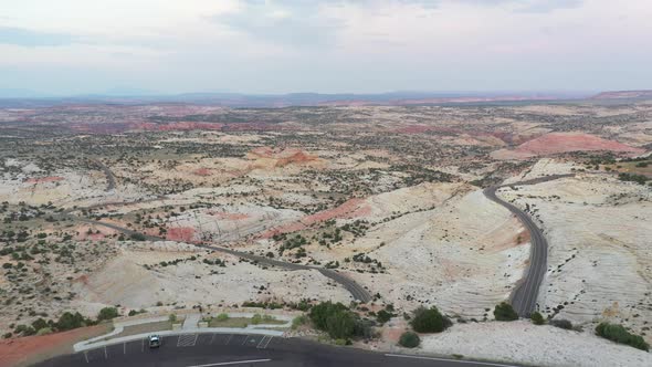 Asphalt Road On Slopes Of Mountain Range. - aerial