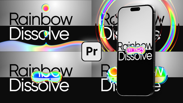 Rainbow Color Dissolve Glitch VHS Transitions