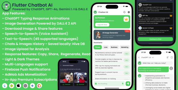 Flutter Chatbot AI - Powered by ChatGPT, GPT-4o & Gemini 2.0 | Image Generator | Voice Assistant