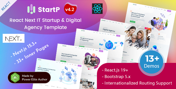 StartP - React Next.js 15 SaaS & Digital Agency Template for IT Startups