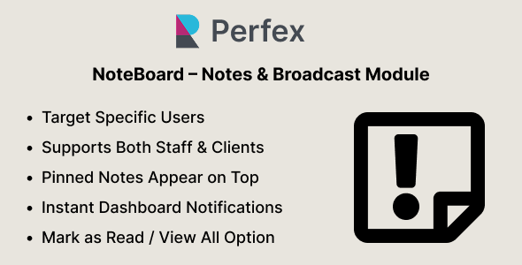 NoteBoard – Notes & Broadcast Module for Perfex CRM