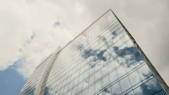 Skyscraper Reflect Clouds in Glass Timelapse
