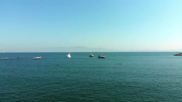 Boats on Ensenada beach Mexico