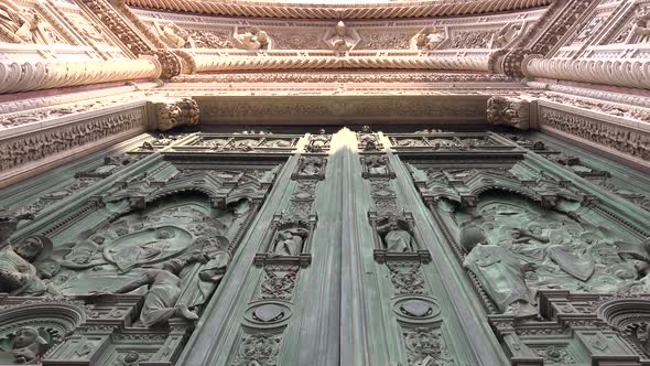 External Decorations on the Door and Wall of a Magnificent Cathedral