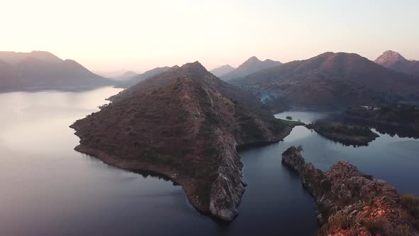 Aerial view 4k video by drone of Bahubali hill and mountains in Rajasthan