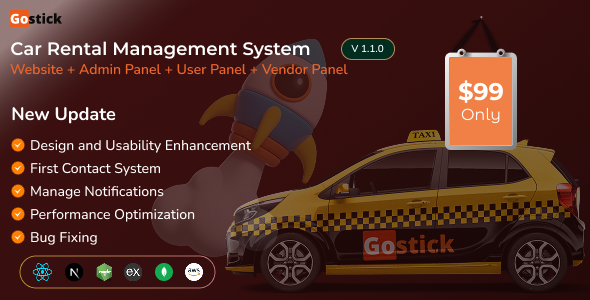 Gostick – A Complete Car Rental Platform | User | Vendor | Admin Panel (MERN)