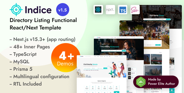Indice - Directory Listing React Next.js 15 Template with TypeScript Support