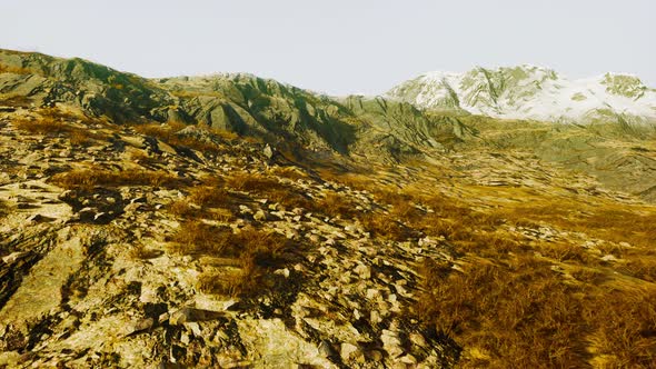 Landscape of Mountains with Dry Grass in Summer Season