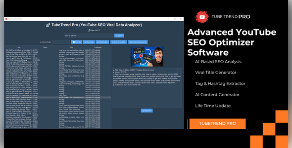 TubeTrend Pro - YouTube SEO Optimizer with AI Support