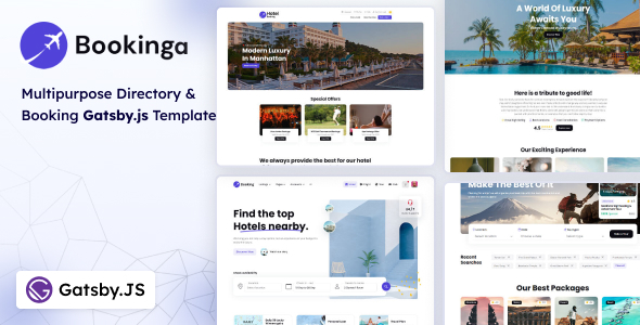 Bookinga - Gatsby.JS Multipurpose Booking and Directory Template