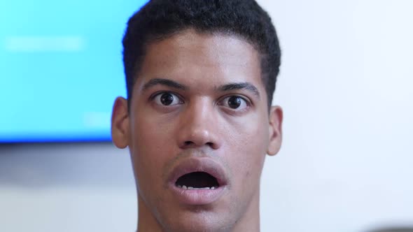 Amazed, Surprised Young Black Man Close Up