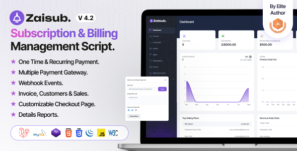 Zaisub - Subscription & Billing Management Laravel Script.