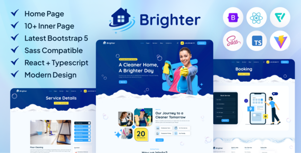 Brighter | Cleaning Service React Template + TypeScript