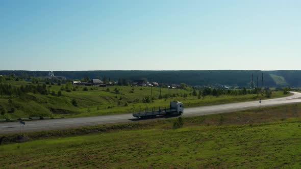 Aerial View of a Truck on the Highway