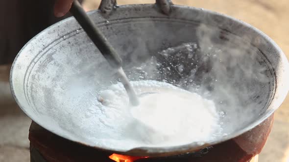 Boiled CoconutmilkCoconut Milk in Pan on StoveTraditional Stove