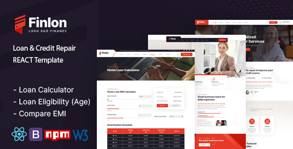 Finlon - Loan & Credit Repair React Template