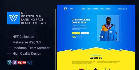 Metaverse - NFT Portfolio and Landing Page React Template