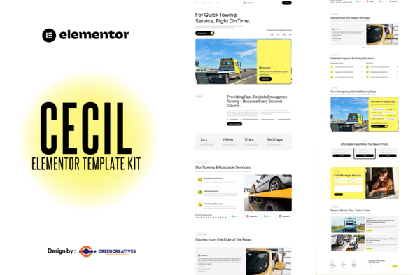 Cecil - Emergency Towing Service Elementor Template Kit