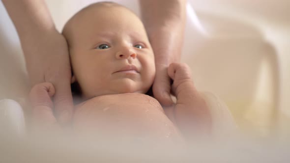 Bath time for newborn baby