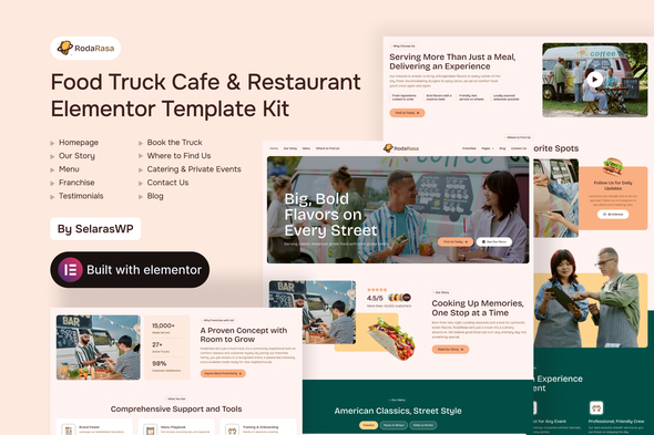 RodaRasa - Food Truck Cafe & Restaurant Elementor Template Kit