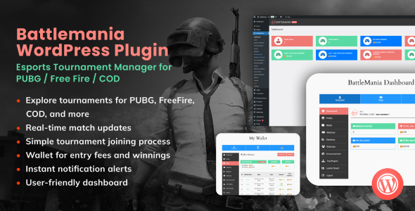 BattleMania WordPress Plugin - Esports Tournament Manager for PUBG / Free Fire / COD
