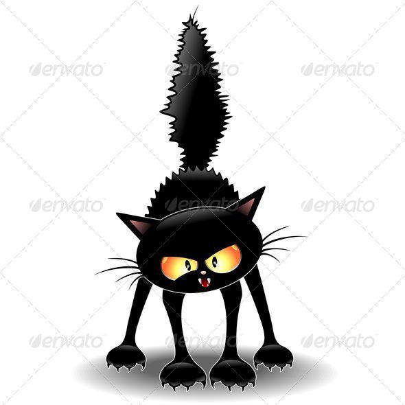 Fierce Black Cat Cartoon