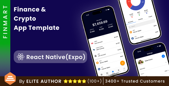 Crypto App Android + Crypto App iOS Template | Finance & Crypto App Template | React Native |FinMart
