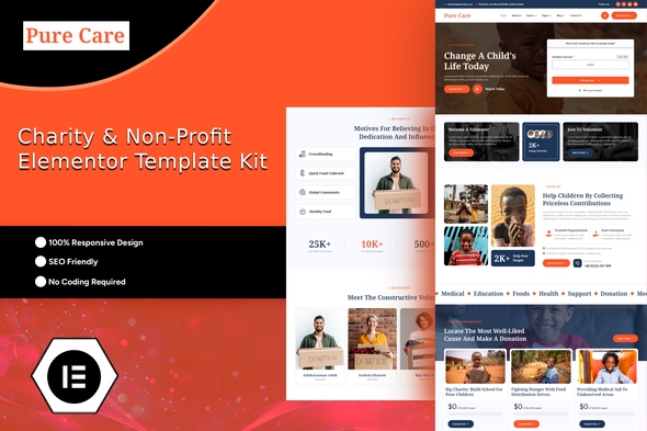 Purecare - Charity Elementor Template Kit