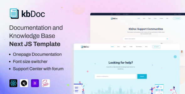kbDoc – Documentation & Knowledge Base React Next js Template with Helpdesk Forum