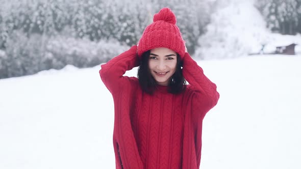 A Beautiful Smiling Girl Posing in Winter